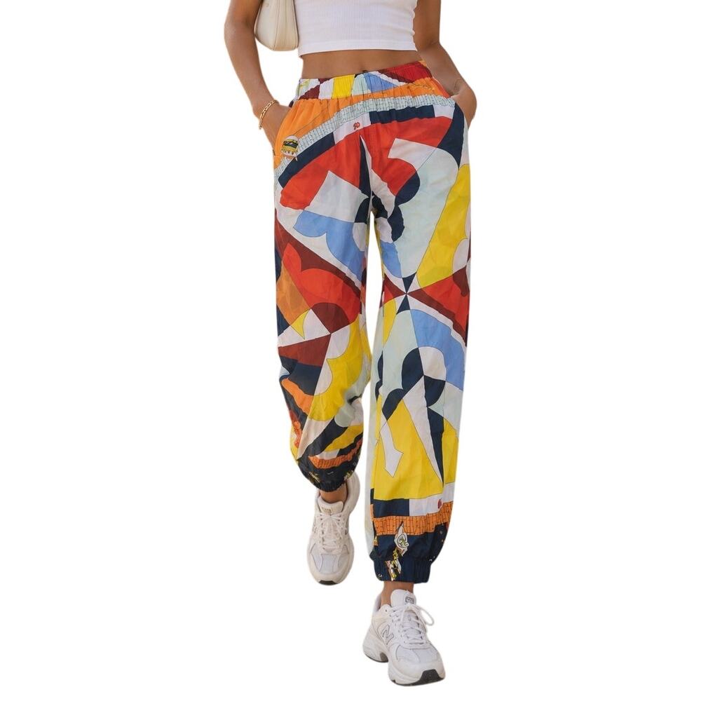 Tory Burch Compass Printed Beach Pant Womens Small Lounge Nautical Yacht Retro